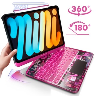 AITEWO 아이패드 호환 매직키보드 180도/360도 회전 케이스 펜슬수납 한국어 프로7/6/5/4/3/2세대 에어4/5/6/7 10.9/11/12.9/13인친 M2 M3 M4, 핑크, 1개