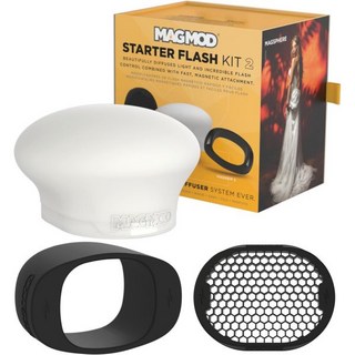 MagMod 스타터 플래시 키트 2 온·오프 카메라 사진용 자석 수정 세트 MagGrip MagGrid MagSphere 포함 99의 모든 Speedlite와 호환