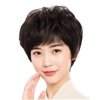 지비킹 100% 인모 수제 중년여성 전체가발 엄마통가발 웨이브 가발 항암가발, B, 1개