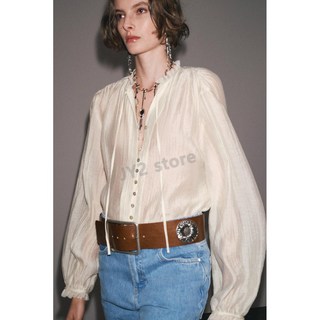 자라 ZARA 2025 여름 여성 ZW 컬렉션 리본 드롭 긴팔 블라우스