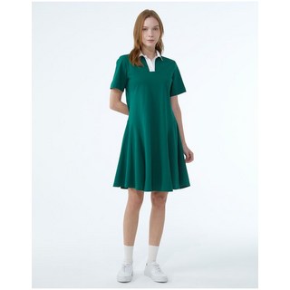 헤지스 HAZZYS 여성 그린 컬러배색 면 반팔 카라 원피스 WSDR3BC31E3 731408