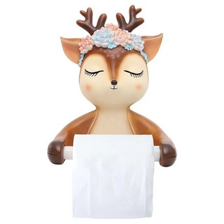 동물휴지걸이 귀여운 만화 사슴 변기 종이 홀더 창의적인 동물 벽걸이 롤 선반 욕실 티슈 박스 보관 랙, 1개