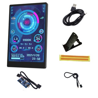 HDD 컴퓨터 라인 보조 USB 5.0 GPU RAM 디스플레이 홀더 데이터 화면 IPS 3.5 CPU 모니터 AIDA64 인치 TYPE-C, B 3.5INCH 9P 1IN2, 1개