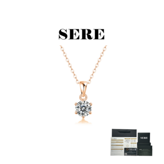 SERE 모이사나이트 브릴리언트 컷 1CT 로즈골드 6프롱 솔리테어 목걸이 [GRA인증서/엑셀런트컷팅/D컬러/국내감별서/S925]