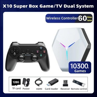 X10 비디오 게임 콘솔 4k 스틱 TV 5G 듀얼 시스템 2.4G 무선 패드 PSP N64 에뮬레이터 레트로, 03 AU, 03 128GB Controller 1