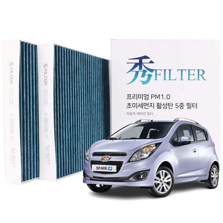 수필터 PM1.0 활성탄 자동차 에어컨필터, 2개, 스파크S (3세대) SU-H208