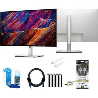 델 U2723QE 울트라샤프 27인치 4K USBC 허브 모니터 번들 HDMI 케이블 충전 화면 클리너 어댑터 후크 앤 루프 타이 6개 세트, 델 U2723QE 울트라샤프 27인치 4K USBC 허