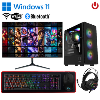 PC온스튜디오 게이밍 컴퓨터 풀세트 모니터포함 조립PC 게임용 데스크탑, 풀세트 - FG02, 500GB, 블랙, WIN11 Home