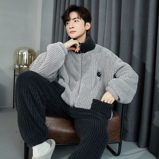 Lumi 따뜻한 프리미엄 극세사 남성 겨울 홈웨어 상하의 파자마 수면잠옷 기모 잠옷