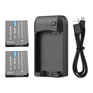 퀄컴 NP-6L 배터리 충전기 LED 표시등 포함 USB 케이블 3.7V 700mAh 2 개, 1)NP-6L, 1개