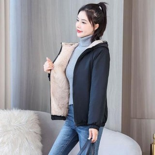 빛나는 판다 플리스 면 가을점퍼 QOYO 후드 솔리드