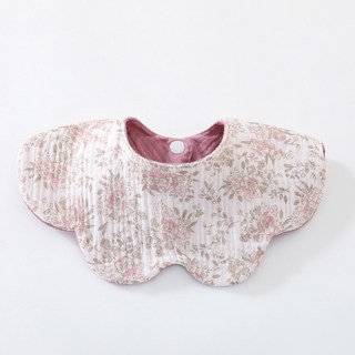6겹 양면 아기 턱받이 부드러운 면 소재 침받이 신생아용, 1개, Deep pink floral