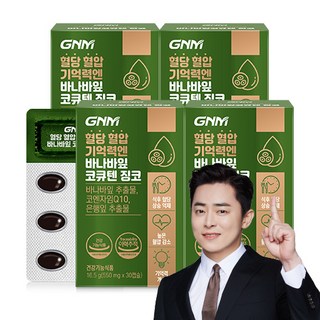 GNM 혈당 혈압 기억력엔 바나바잎 코큐텐 징코 / 코엔자임Q10 바나바잎추출물 은행잎추출물, 30정, 4개