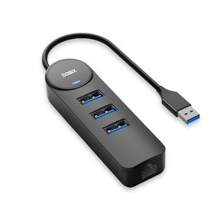 베이식스 4in1 USB3.0 허브 + 기가비트 랜젠더 RJ45 노트북 인터넷 젠더 컨버터 연결단자C타입, BL4RA-N1(블랙), 1개