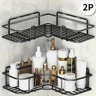 브라이프 무타공 욕실 선반 2p 세트, 블랙 코너, (1변 26cm), 2개