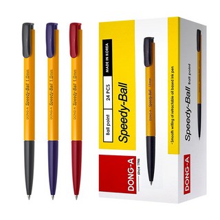 동아 스피디볼 1.0mm 24개입 1타 속기용 슬림볼펜 유성볼펜, 블랙/24개입