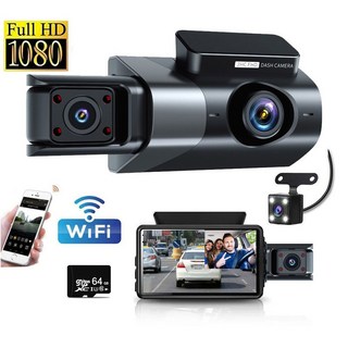 Fowod 고화질 초가성비 WIFI 블랙박스 3채널 블랙박스+64GB카드, 1세트, 64GB