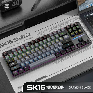Smailwolf Sk16 유선 기계식 키보드 녹색 축 E-스포츠 게임 USB 발광 87 데스크탑 노트북, 01 블루 스위치, 01 빠른, 01 Gray Black, 청축