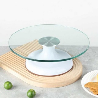 케이크 돌림판 아이싱작업 베이킹 클래스 도구 유리, 12인치 -핑크 30cm 미끄럼 방지 매트, 1개