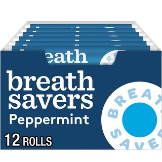 BREATH SAVERS 페퍼민트 무설탕 브레스 민트 롤 21.3g0.75온스 24개 2098712, 12 Count(Pack of 2)_Peppermint, 255g