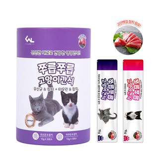 씨엔앨라이프 쭈릅쭈릅 짜먹는 고양이 간식 – 유산균&참치, 타우린&참치, 15g x 60개 츠루츠루겐