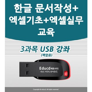 엑셀 기초 배우기 + 엑셀 실무 교육 실무 + 아래한글 문서작성 3종을 1개 USB에 담아드려요 책 교재 보다 좋은 강좌 엑셀자격증책