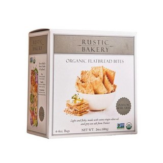 Rustic Bakery 핸드메이드 사워도우 플랫브레드 크래커 바이트 - 올리브 오일 & 셀 그리스 - 치즈 플래터 또는 간식용 바다 소금 샤퀴테리 크래커 - 캘리포니아에서 제, 6 Ounce (Pack of 4), 올리브 오일 및 셀그리스, 170g, 4개