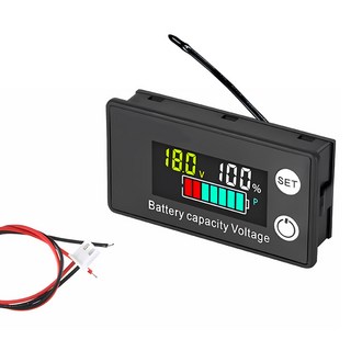 자동차 배터리 컬러 LED 잔량 온도 표시 부저형 볼트메타, 1개
