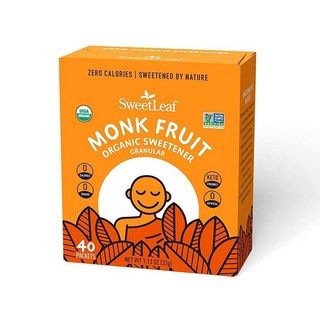 SweetLEAF 리프 유기농 몽크 과일 감미료 과립 - 커피 차 및 베이킹을 위한 케토 친화적인 천연 설탕 대체품 제로 칼로리 과일 GMO 프리 무설탕 40패킷 (, 6개, 32g