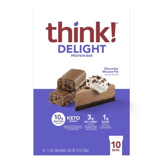 띵크 딜라이트 초콜릿 무스 파이 프로틴 바 10개입, 총 340g 신타프로틴바 띵크 딜라이트 초콜릿 무스 파이 프로틴 바 10개입, 총 340g 신타프로틴바