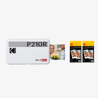 코닥 미니 2 레트로 P210R+카트리지 68매 번들 휴대용 포토프린터 핸드폰 사진인화기 사진출력 미니프린터, P210R(화이트)60매