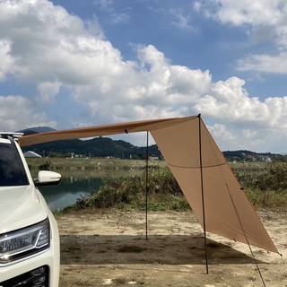 차량용어닝 승용차 SUV 흡착판 어닝 타프 사이드어닝 차박 캠핑 자동차 그늘막, 진베이지, 옵션3 440x200, 흡착판 미추가
