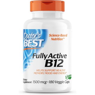 Doctor's Best 풀리 액티브 B12 1500mcg 베지 캡슐 180정, 1개