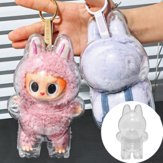 휘뚜마뚜 17cm 18cm 라부부 인형 보관 투명 케이스 커버 키링 1세대 2세대 3세대, 17cm-스탠드형, 1개