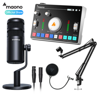 마오노 캐스터 AMC2 NEO + PD100 팟캐스트 방송용 오디오 믹서 마이크 스탠드 팝필터 패키지