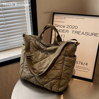 퀼팅 패딩백 보부상 구름가방 주름 뽀글이 토트백 숄더백 신상핸드백 슬링백 명품가방 MOODS 여성용 패딩 숄더 크로스바디 백 나일론 원단 다이아몬드 패턴 퀼트 대용량 쇼퍼 토트 2