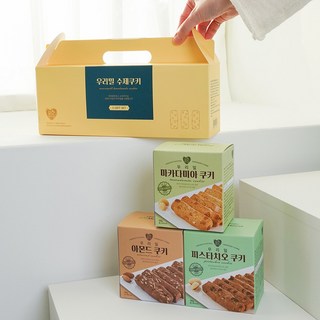 에코맘하우스 우리밀 수제 쿠키 3종 선물 세트, 1세트, 370g