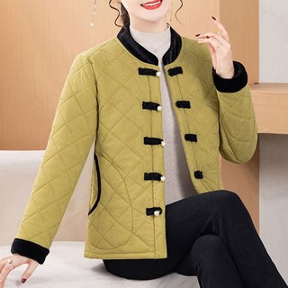 ROYALBELLE 여성 중형 중식문양 패딩 재킷 전통 디자인 따뜻한 재킷 V111343
