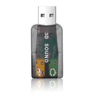 사운드카드 휴대용 외장 USB 3.5mm 마이크 헤드폰 잭 스테레오 헤드셋 3D 사운드 카드 오디오 어댑터 노트, [01] Transparent black, 1개