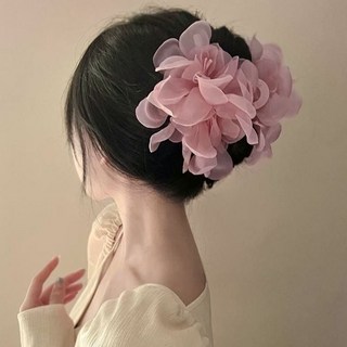 하이유니 하늘하늘 쉬폰 플라워 왕 집게 헤어핀 상품 이미지