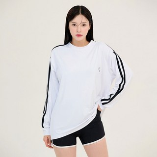 위크나인 남녀공용 루즈핏 커플 하이브 래쉬가드, 화이트