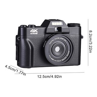 스크린 16X 유튜브 플립 4K 디지털 사진 녹음기 컴팩트 브이로그 레트로 와이파이 48MP 인치 카메라 HD, 01 R10A_02 Camera No Card, 1개