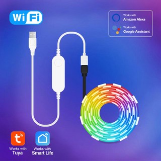 투야 와이파이 지그비 LED 스트립 조명 5050 RGBW WW 유연한 리본 TV 백라이트 장식 다이오드 테이프 알렉사 구글과 작동, WiFi Version, 2m, RGB Warm White