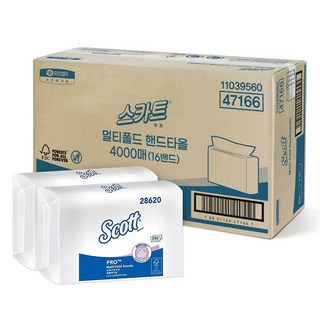 유한킴벌리 스카트 멀티폴드 핸드타올 4000매, 250개입, 16개