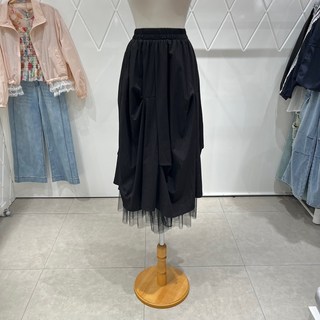 [AK플라자] [밸리걸] 셔링 포인트 레이스 배색 스커트 235400