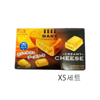 일본직구 모리나가제과 베이크 크리미치즈 과자케이크 10개입, 5개, 38g