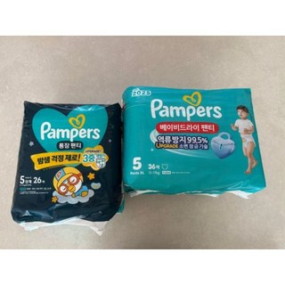 팸퍼스 2025 낮밤패키지 팬티형 기저귀 4단계 (베이비드라이팬티 3팩 + 통잠팬티 1팩), 5단계[P048x3][PT74], 5단계