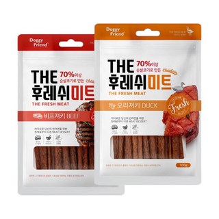 노령견 저염 영양 애견 간식 소고기 오리 육포 2봉
