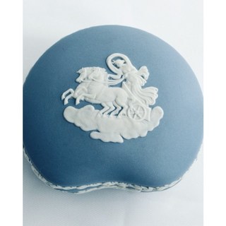 웨지우드 재스퍼웨어 트링켓 박스 보석함 강낭콩 모양 Wedgwood JasperWare Blue White Kidney Trinket Box 빈티지, 1개