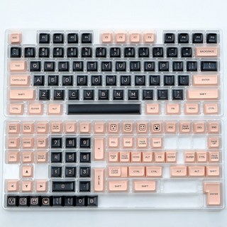 KBDiy 핑크 반투명 키캡 PBT 더블 샷 SA 프로파일 기계식 키보드용 142 키 캡 GMK87 GMK81, Black and Pink, 1개